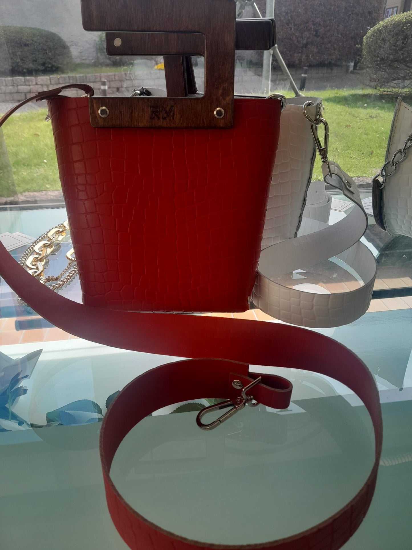 Borsetta RM artigianale in vera pelle crocco
