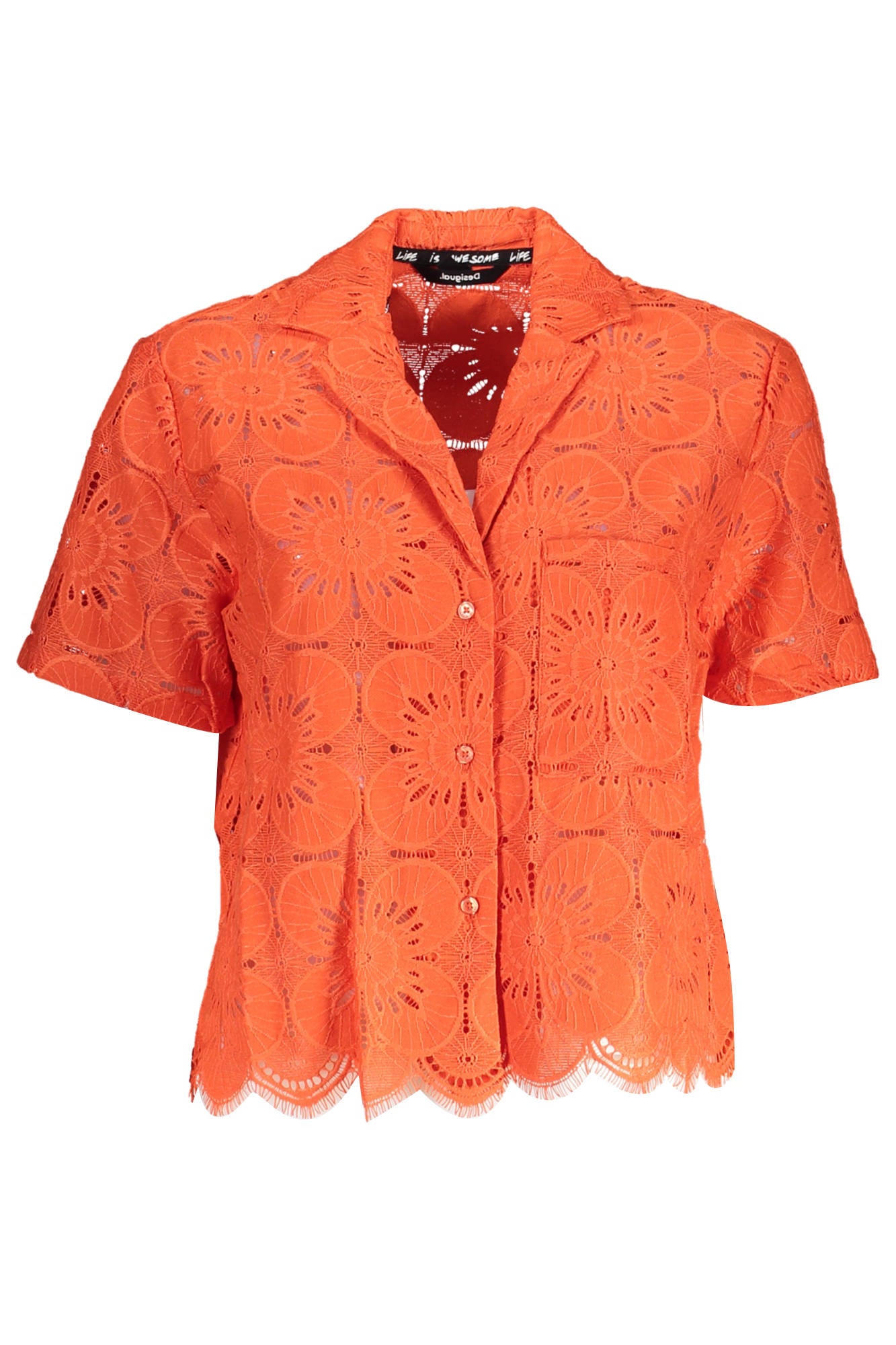 DESIGUAL CAMICIA MANICHE CORTE DONNA ARANCIO