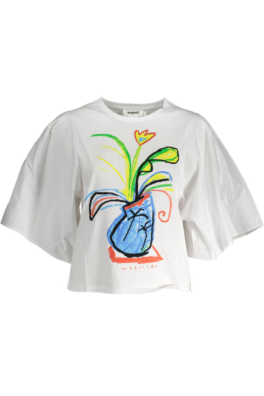 DESIGUAL T-SHIRT MANICHE CORTE DONNA BIANCO