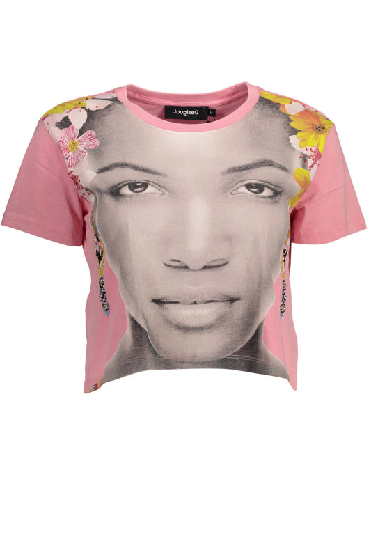 DESIGUAL T-SHIRT MANICHE CORTE DONNA ROSA